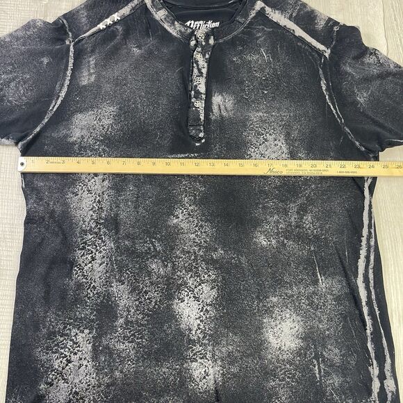 Affliction Henley Shirt Distressed 2XL Metal Buttons Stitching Live Fast Rare P - Picture 7 of 9